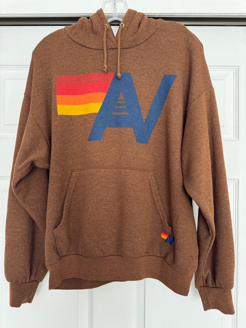 AVIATOR NATION | LOGO PULLOVER RELAXED HOODIE - CHOCOLATE XS